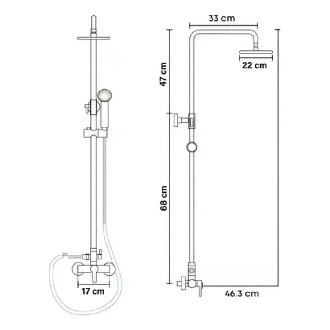 Columna De Ducha Acero Inoxidable Redondo 2 Salidas De Agua