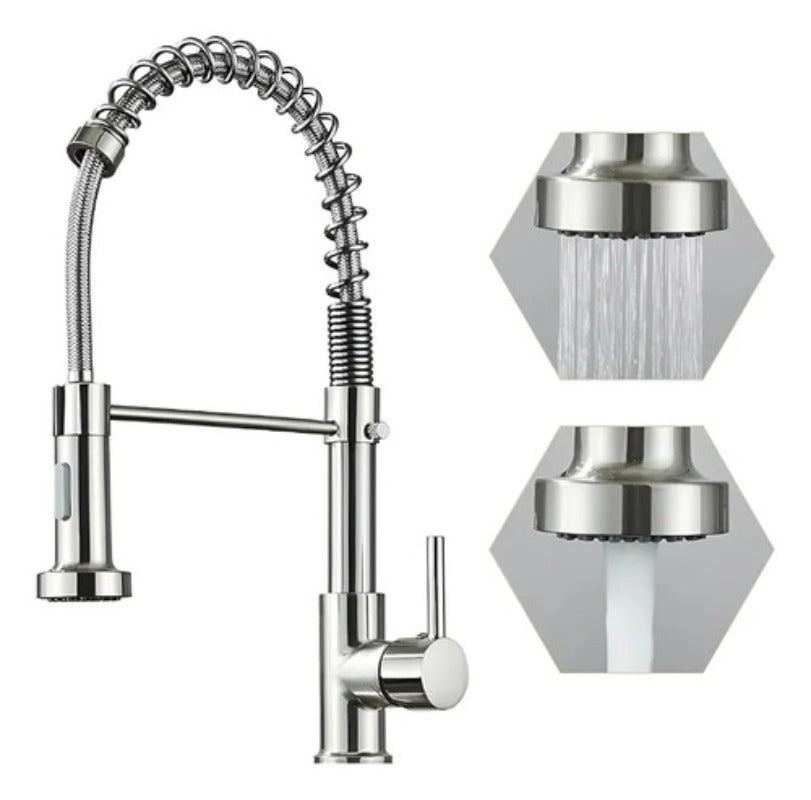 Grifo Llave Alta Monomando Cocina Rociador Flexible Acero Inoxidable