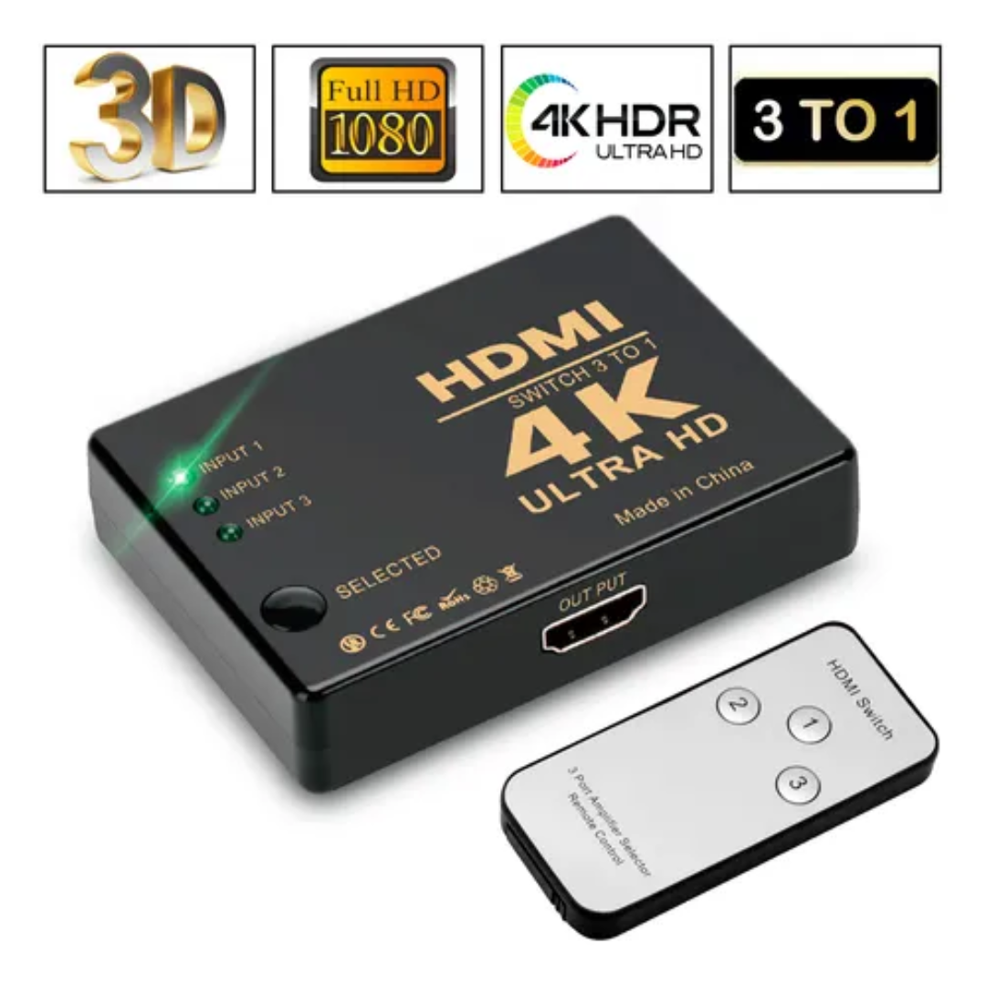 Switch Hdmi 4k 3x1 Splitter Video Alta Calidad Controlremoto