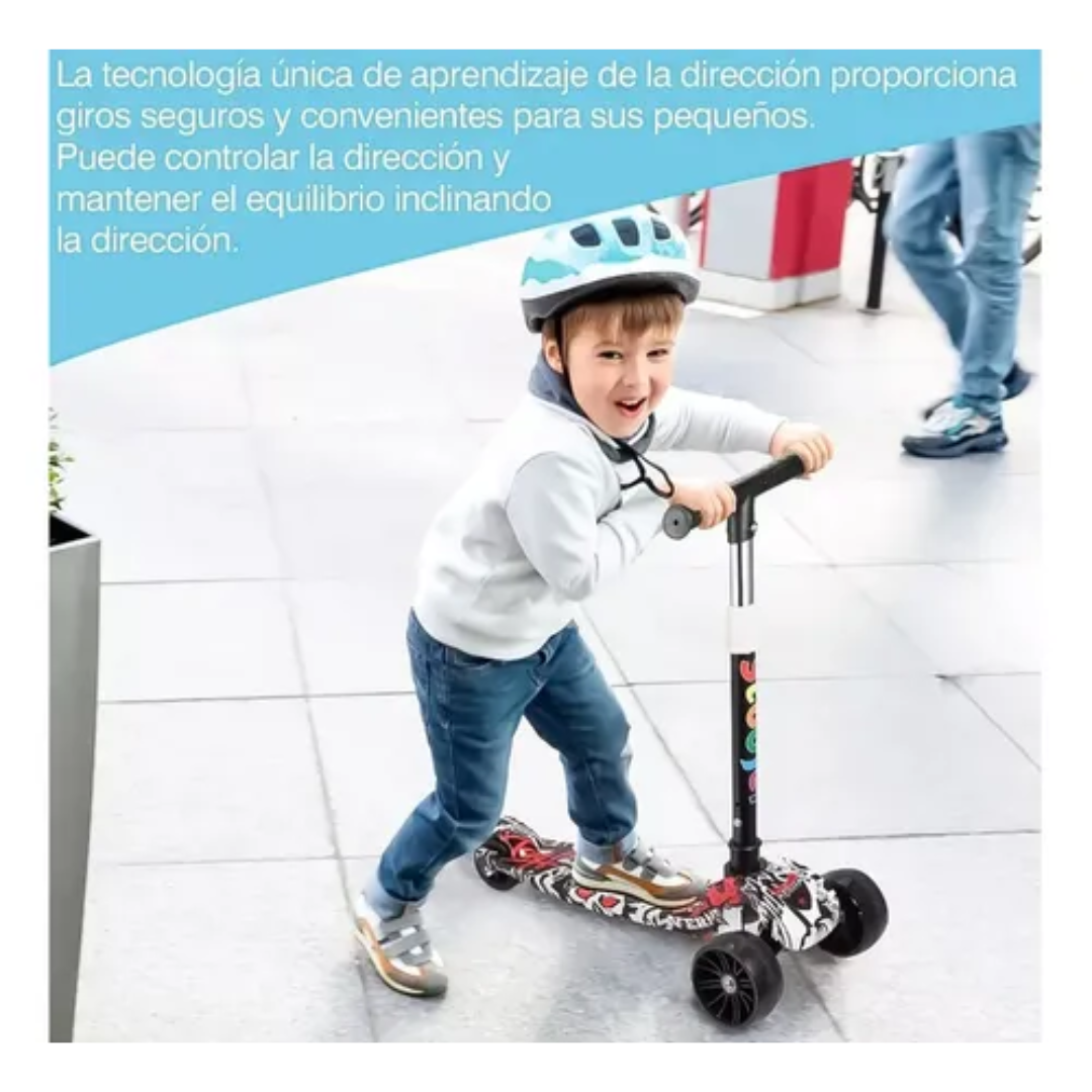 Monopatin Scooter 3 Ruedas Con Luz Led Niños  y Niñas
