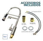Llave Lavaplatos Grifo Monomando Extensible 2 En 1 Acero Inoxidable